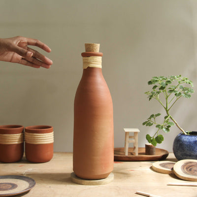 Bhumi - Earthen Terracotta Clay Water bottle (1000 ml)