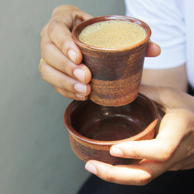 Adar - Ceramic Stoneware Dabara / Davara Tumbler Set (Brown)