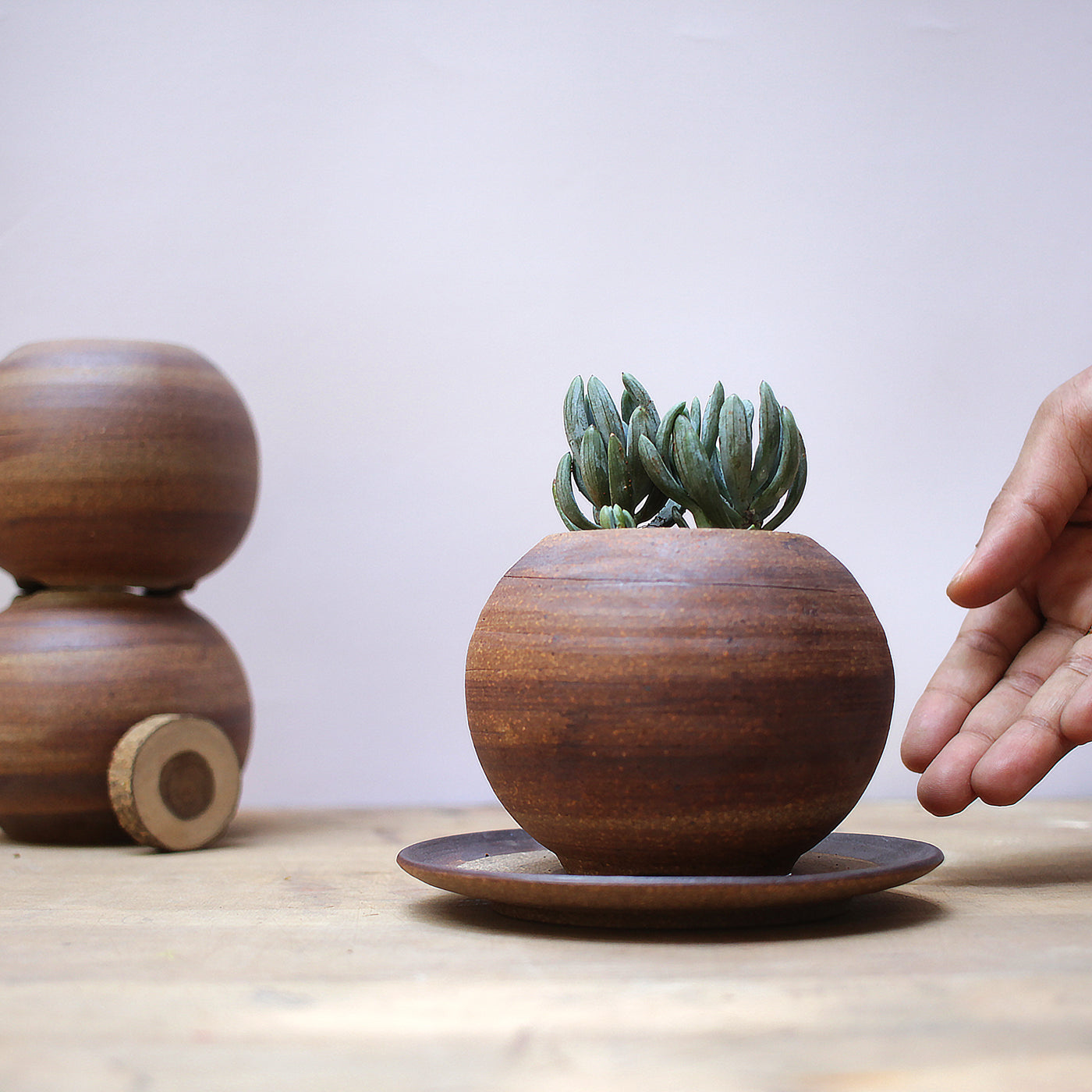 Adar - Stoneware Ceramic Table Planter (Brown)