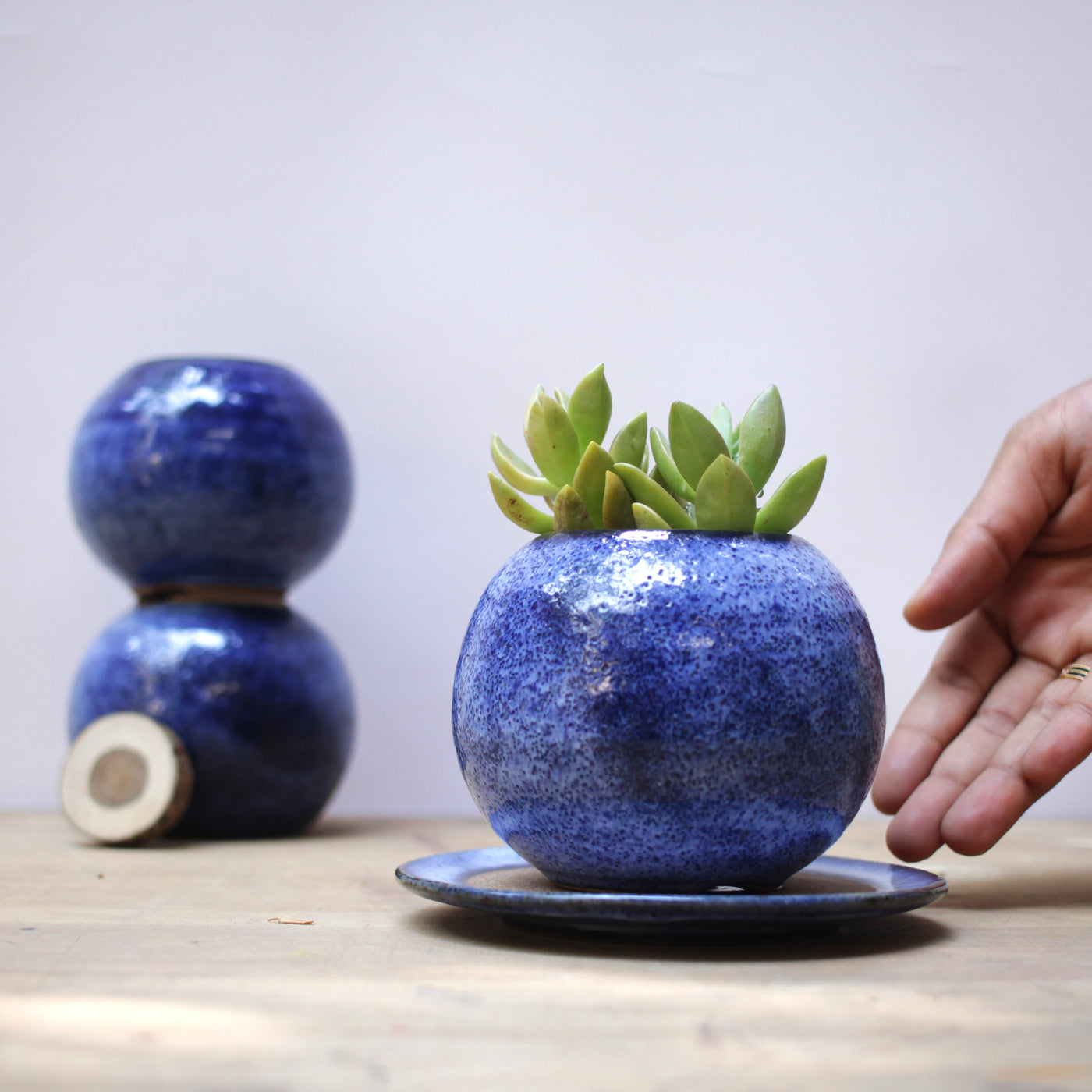 Ini - Stoneware Ceramic Desk Planter (Blue)
